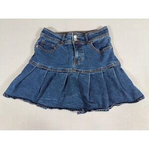 Wild Fable Womens/ teens Blue Denim Pleated Skater Mini Skirt Size 8 Medium Wash
